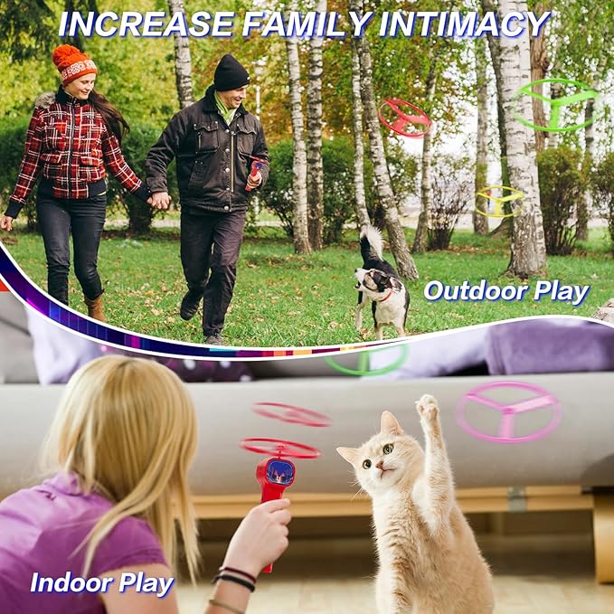 Rechargeable Disc Launcher with 6 Flying Spinners for Outdoor Activities Game White Elephant Gift
