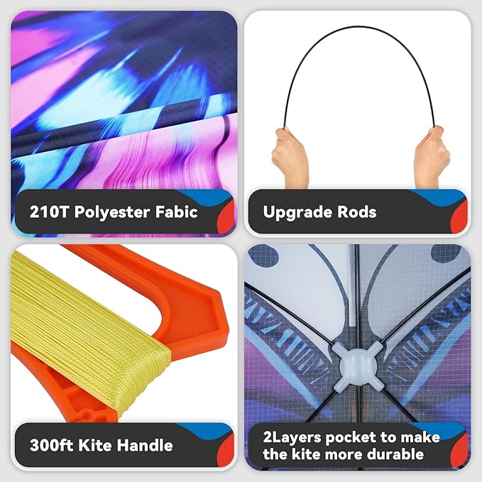 Colorful Butterfly Kite,Easy to Fly Large Outdoor Kite for Kids & Adults, Beach & Park Toys with