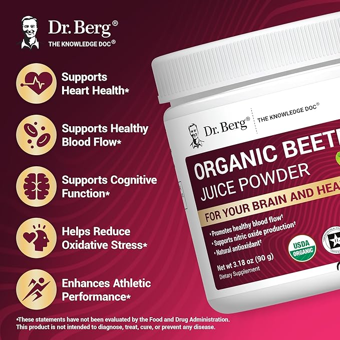 Dr. Berg Raw Organic Beet Powder from Real Earth-Grown Beets ??USDA Certified Organic Beet Root