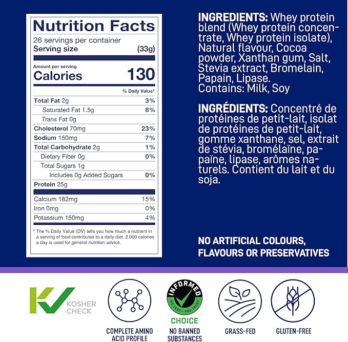 LeanFit WHEY Protein Cookies & Cream - 100% Whey Protein Powder, 25g Protein Per Serving