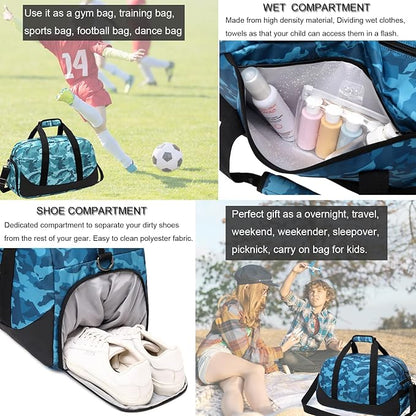 Boys Overnight Duffel Bags Sport Gym Bag Gymnastics Bag with Shoe Compartment, Carry-on Size