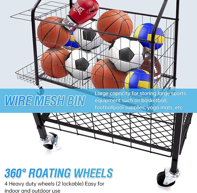 Sport euipment Storage, Garage Sports Equipment Organizer, Ball Storage Rack for Sport Gear