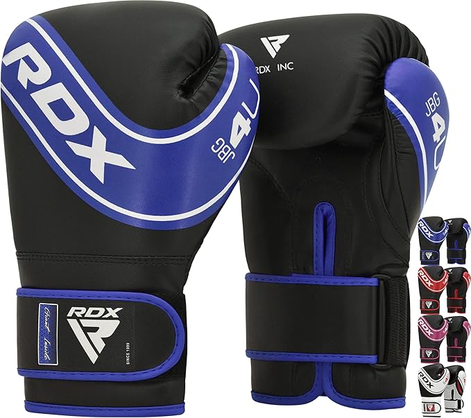RDX Kids Boxing Gloves, 6oz 4oz Junior Training Mitts, Maya Hide Leather Ventilated Palm, Muay Thai