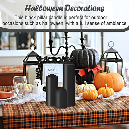36 Pcs Black Pillar Candles Bulk Set，Hurricane Candlesï¼? Different Lengths (6 Each)，Dripless