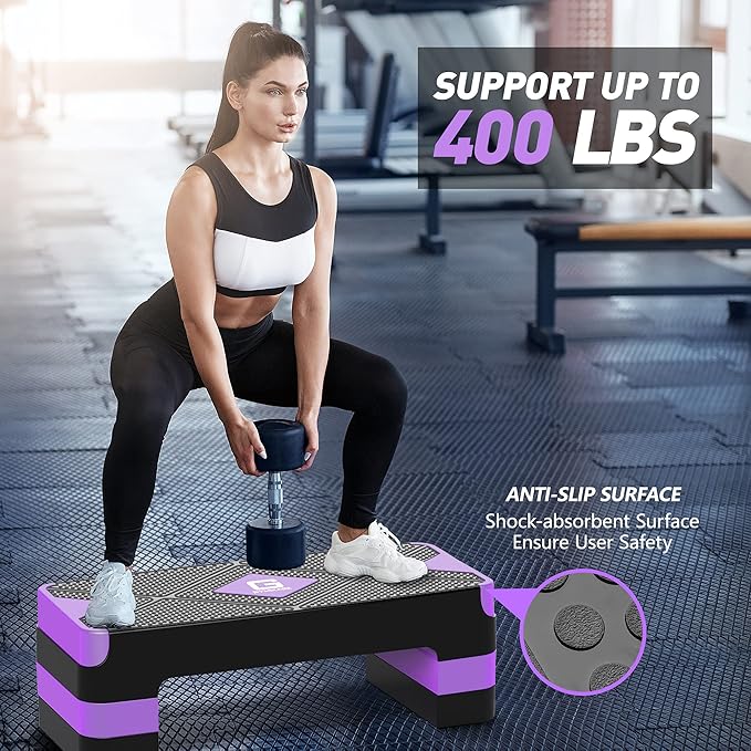 Aerobic Exercise Step, Adjustable Aerobic Stepper for Exercise, Workout Step Platform for Step Up