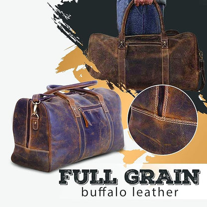 KomalC 24 Inch Leather Duffel Bags for Men and Women Travel Overnight Weekend Leather Bags Sports