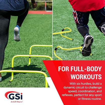 GSi Dual Height Agility Hurdle Pack of 6 – Adjustable 6" & 12" Training Hurdles for Sports