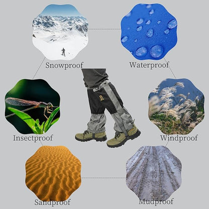 Adjustable Leg Gaiters,Snow Boot Guard Gators,Shoe Gaiters,Waterproof Hiking Gaiters for