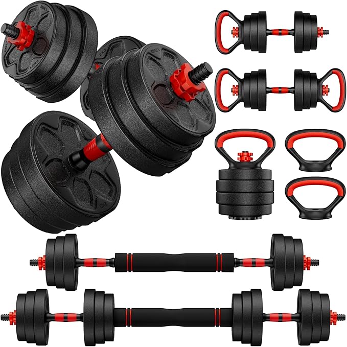 Adjustable Dumbbell Set, 20/33/45/70/90lbs Free Weight Set with Connector, 4 in1 Dumbbells Set Used