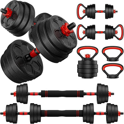 Adjustable Dumbbell Set, 20/33/45/70/90lbs Free Weight Set with Connector, 4 in1 Dumbbells Set Used