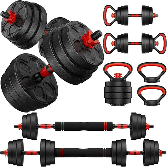 Adjustable Dumbbell Set, 20/33/45/70/90lbs Free Weight Set with Connector, 4 in1 Dumbbells Set Used
