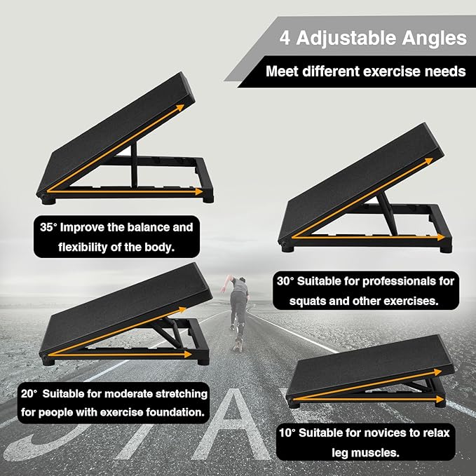 Professional Steel Slant Board Calf Stretcher Adjustable Balance Board with Non-Slip Surface for