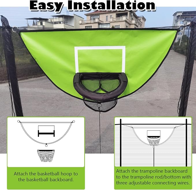 Trampoline Basketball Hoop, with Pump and 4 Mini Balls, Easy to Install, Universal Trampoline