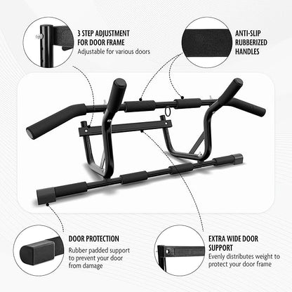 DMoose Fitness Pull Up Bar for Doorway - Upto 250 Lbs Capacity, No Screwing or Slipping, Hanging