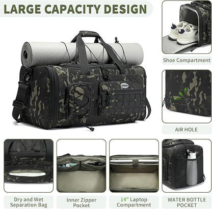 Bosstin Gym Bag for Men & Women,45L Travel Duffle Sports Duffel Bag Gym Weekender Overnight