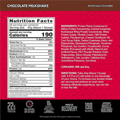 BSN SYNTHA-6 Whey Protein Powder with Micellar Casein, Milk Isolate, Chocolate Milkshake, 28
