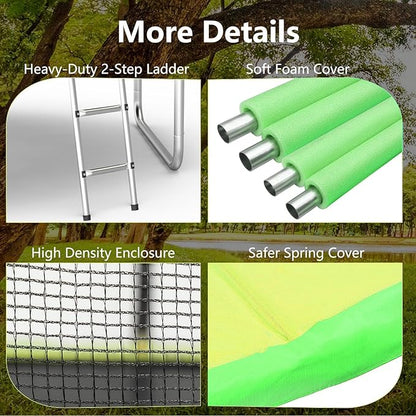 AOTOB 8FT 10FT 12FT 14 FT 15FT Trampoline with Safety Enclosure Net，Outdoor Trampoline with