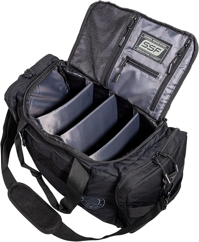 Serious Steel Fitness Gym Bag With Moveable & Removable Dividers Made from 1000D Nylon (Utility