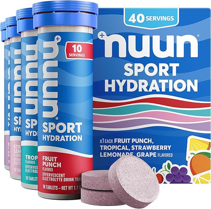 Nuun Sport Electrolyte Tablets with Magnesium, Calcium, Potassium, Chloride & Sodium, Gluten Free &