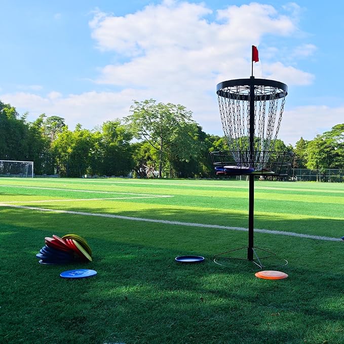 Disc Golf Basket with Discs | Portable Disc Golf Target with Heavy Duty 24-Chains Disc Golf Course