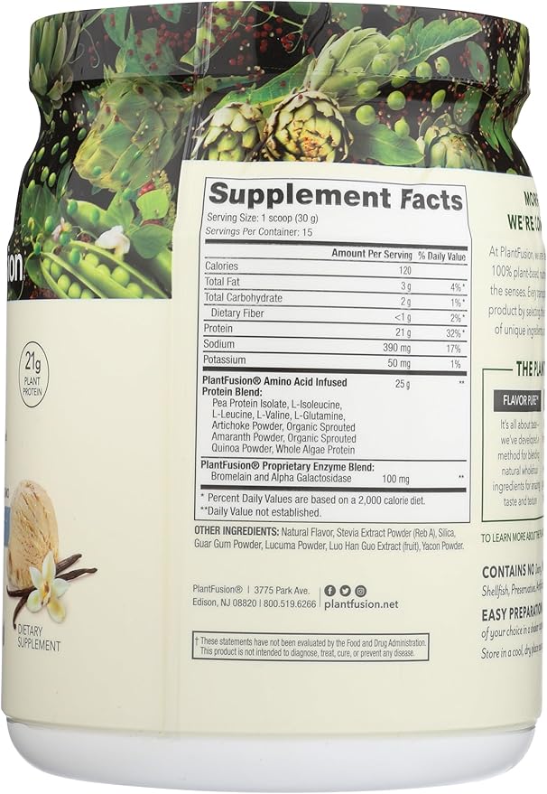 PlantFusion Complete Vegan Protein Powder - Plant Based Protein Powder With BCAAs, Digestive