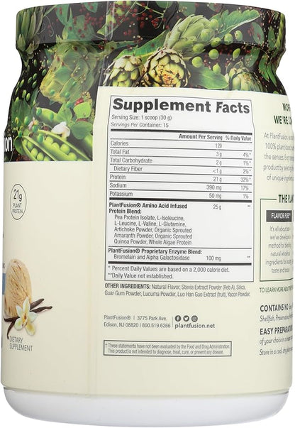PlantFusion Complete Vegan Protein Powder - Plant Based Protein Powder With BCAAs, Digestive