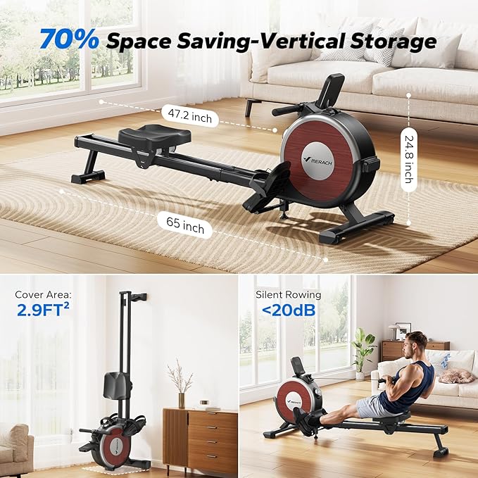 MERACH Rowing Machines for Home, Magnetic Rowing Machine with 16 Levels, Rower Machine of Quiet