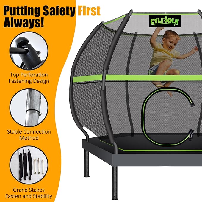 Trampoline for Kids, Heavy Duty Recreational Trampolines Toddler Trampoline with Enclosure Net