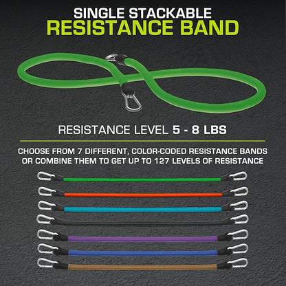 ProsourceFit Single Stackable Resistance Bands with Door Anchor and Exercise Guide, 5-8 LB, Heavy