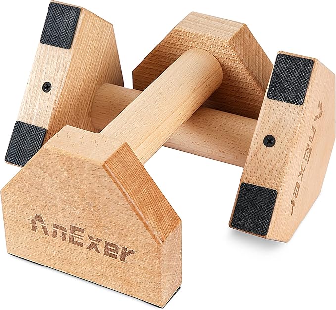 Push Up Stands, Handstand Parallettes Bars, Solid Wood Push Up Bars with Non-Slip Mat Push up
