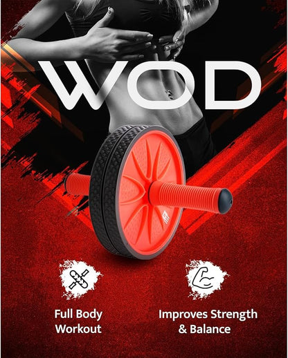 WOD Nation Ab Roller - Black & Red, Modern Core Fitness Equipment for Home Gym & Travel - Ab Wheel