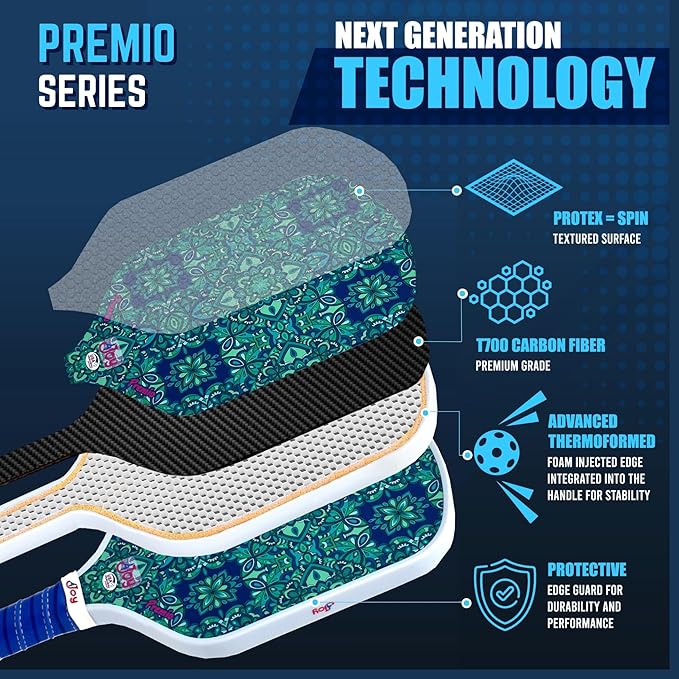 4Joy Pickleball Paddle Premio Series - Thermoformed Premium T700 Carbon Fiber Pickleball Paddless