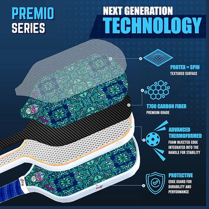 4Joy Pickleball Paddle Premio Series - Thermoformed Premium T700 Carbon Fiber Pickleball Paddless