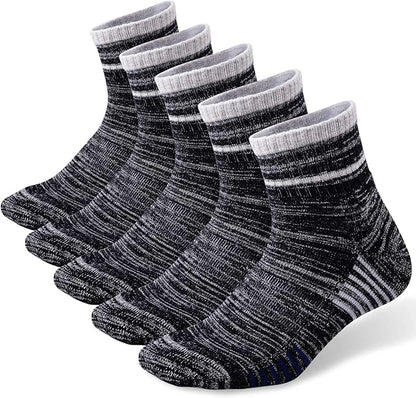 FEIDEER Men's Walking Hiking Socks, Wicking Cushion Quarter Crew Socks for Mens Outdoor Sports