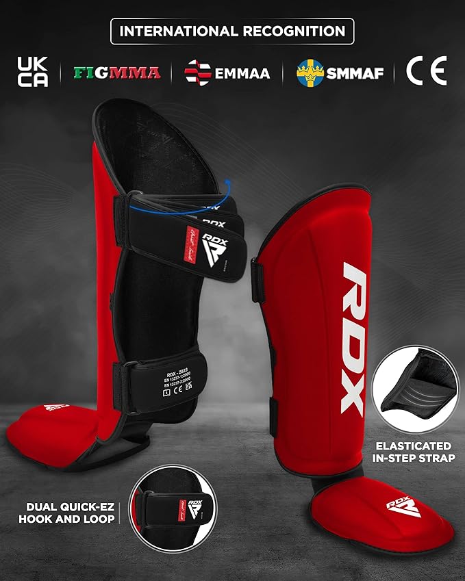 RDX Shin Guards Kickboxing Muay Thai, SATRA SMMAF Approved, Premium Maya Hide Leather, Leg Instep