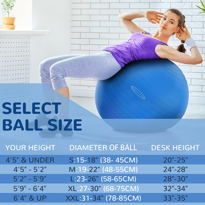 Fitvids Anti-Burst and Slip Resistant Exercise Ball Yoga Ball Fitness Ball Birthing Ball with Quick