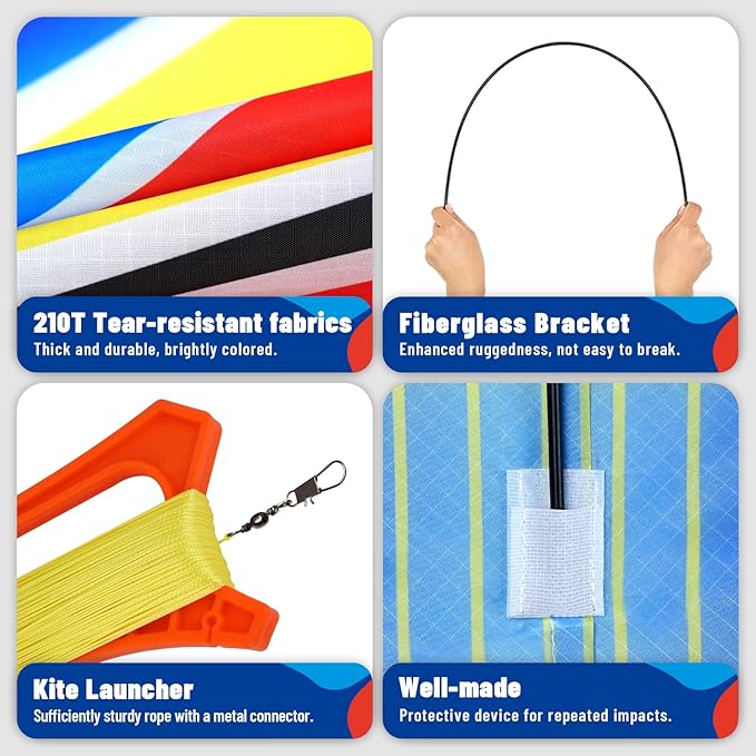 Extremely Easy to Fly Two Piece Plane Kite Set for Kids,Single Line String with Tail for Beach