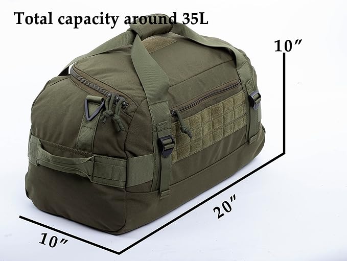 Tactical Duffle Bag MOLLE Gear Bag Carry on Travel Duffel Bag. Ideal for Hunting, Shooting Range