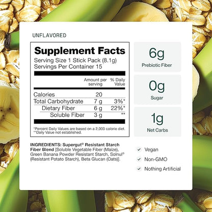Supergut Gut Healthy GLP-1 Booster - High Fiber GLP-1 Supplement Powder for Women & Men