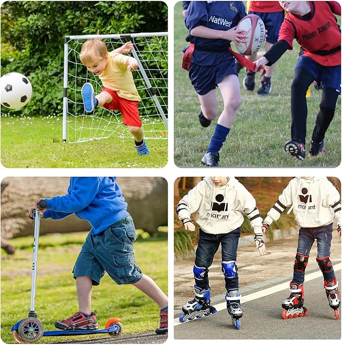 Youth Soccer Shin Guard Socks, Built-in Protective Pads, Kids Knee High Football Athletic Team