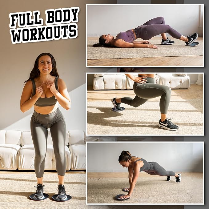 Gliding Discs for Working Out - Exercise Sliders for Carpet & Hardwood Floors 1 Pair, Authentic