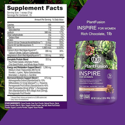PlantFusion Inspire Plant Protein Powder for Women - Low Carb Protein Powder for Lean Muscle