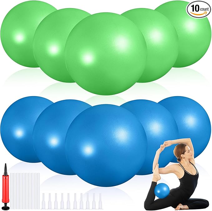 Aoriher 10 Pieces 9 Inch Exercise Pilates Ball Yoga Therapy Core Ball for Yoga Stability Barre