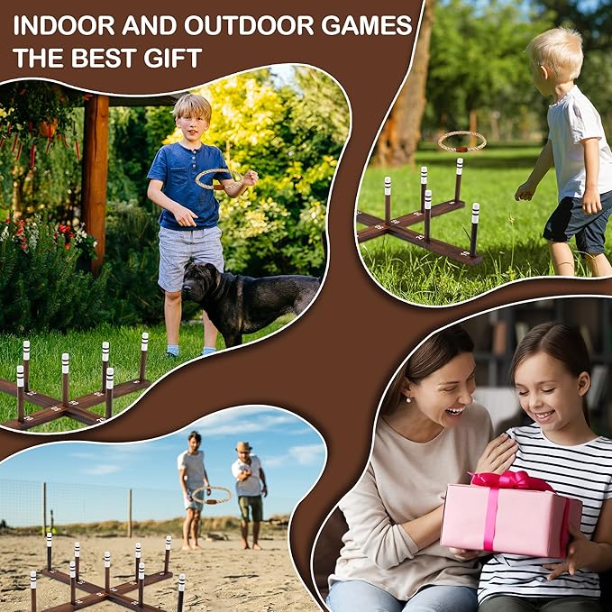 Ring Toss Game,Ring Toss Game for Adults and Kids, Indoor Outdoor Fun Holiday Lawn Yard Game for