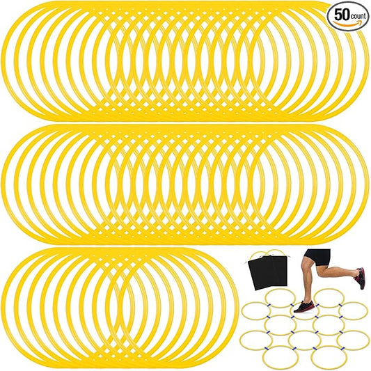 Shappy 50 Pcs Agility Rings with Storage Bags 15 Inch Agility Training Rings Hoop Exercise Ring
