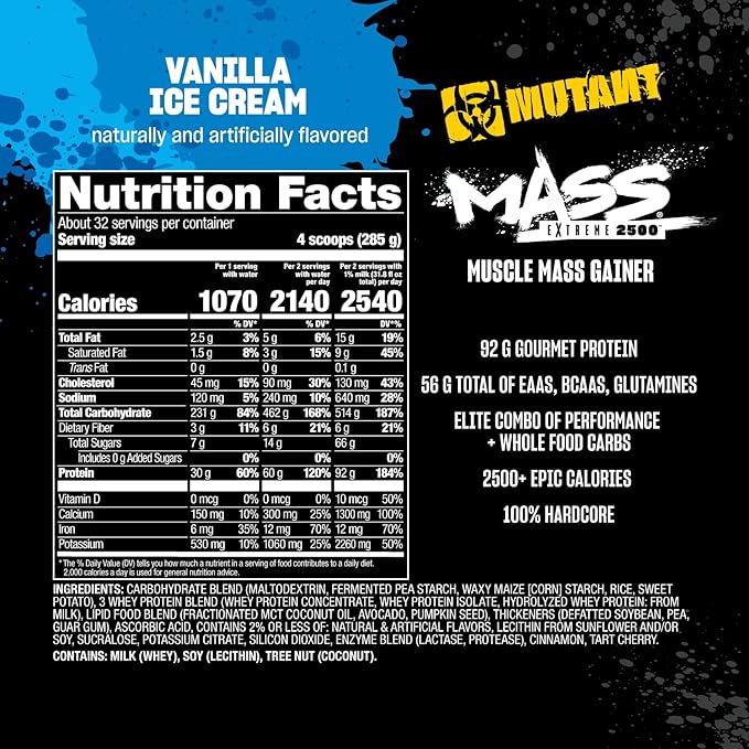 Mutant Mass Extreme Gainer ??Whey Protein Powder ??Build Muscle Size and Strength ??High Density