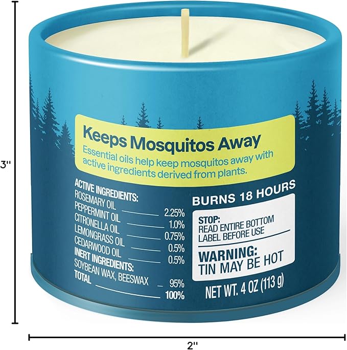 Cliganic Natural Mosquito Repellent Candle (Pack of 2) | Citronella, DEET Free, Essential Oil