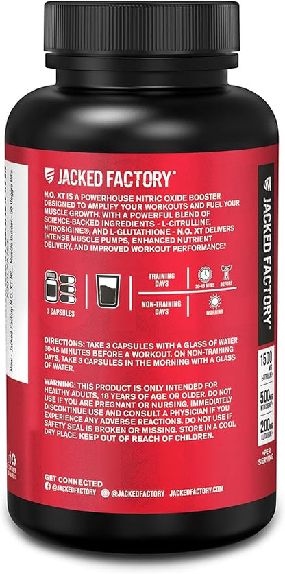 Jacked Factory N.O. XT Nitric Oxide Supplements for Men w/Nitrosigine L Arginine L Citrulline