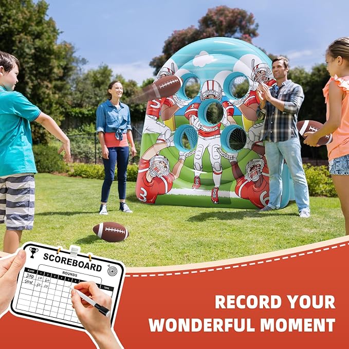 6Ft Football Target Toss Game - Inflatable Football Throwing Target Toy for Kids - Carnival Party