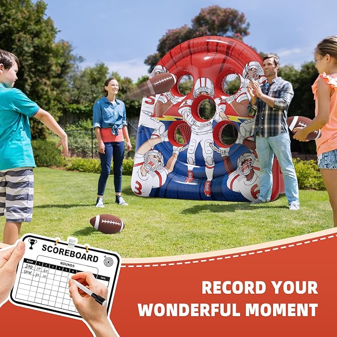 6Ft Football Target Toss Game - Inflatable Football Throwing Target Toy for Kids - Carnival Party